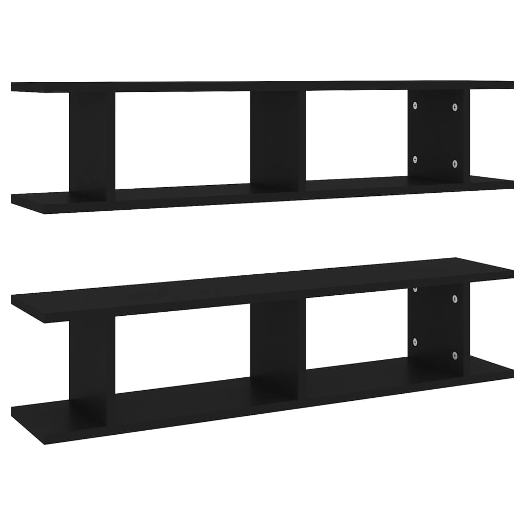 NNEVL Wall Shelves 2 pcs Black 90x18x20 cm Chipboard