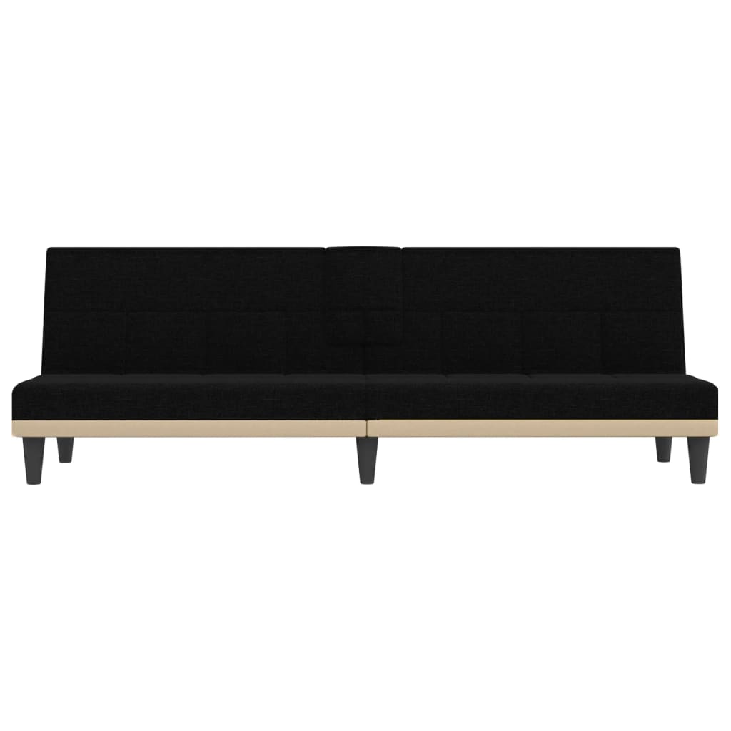 NNEVL Sofa Bed with Cup Holders Black Fabric