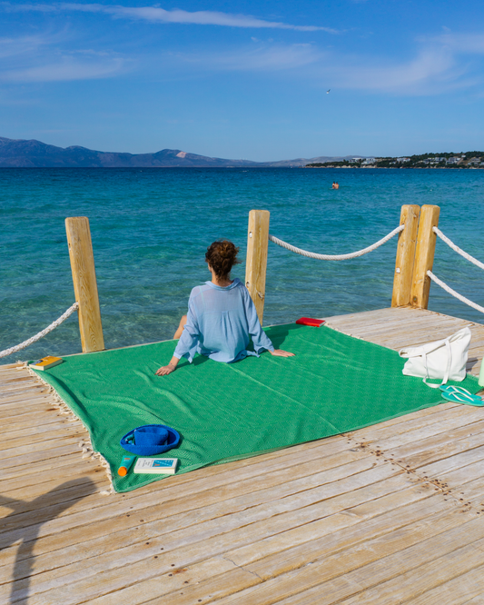 ATOM Cotton Plaid, XXL Beach Towel - Green-1