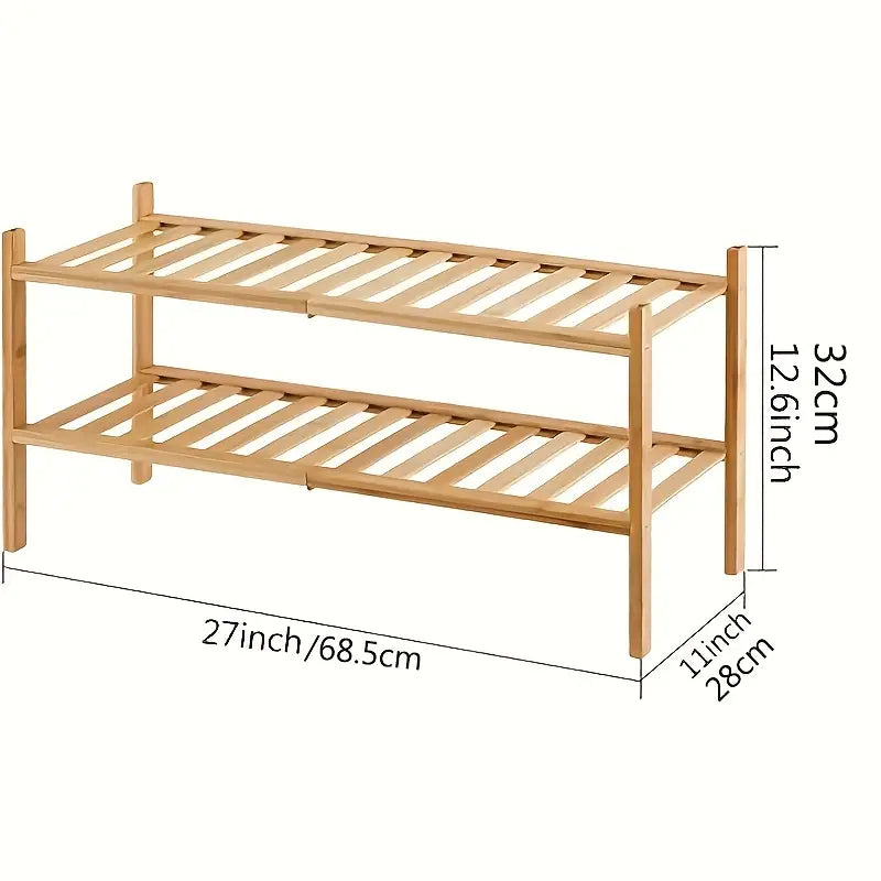 NNETM Experience the natural charm of bamboo with our Double-Layer Shoe Rack