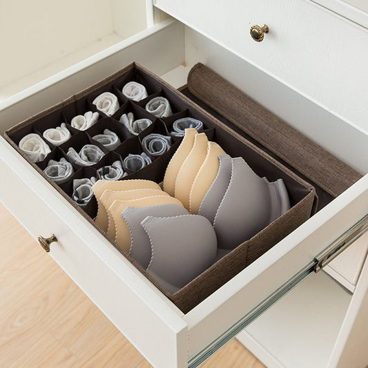 NNEAGS 2X Coffee Flip Top Underwear Storage Box Foldable Wardrobe Partition Drawer Home Organiser
