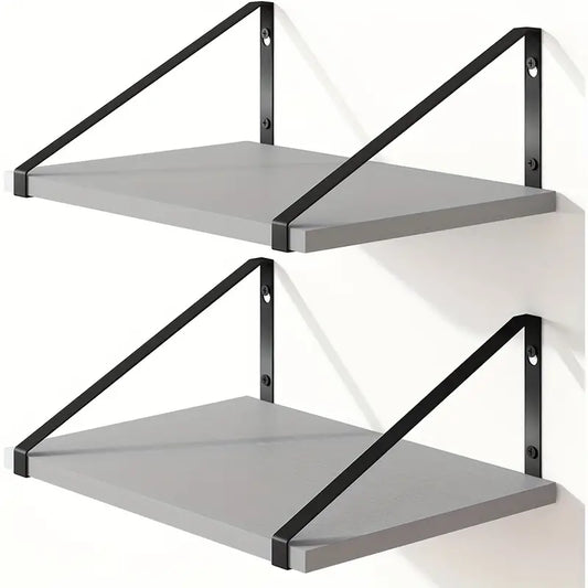 Rustic Wooden Wall Mounted Floating Shelf Set (2pcs)-0