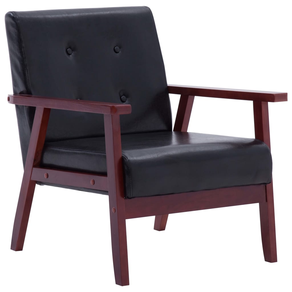 NNEVL Sofa Set 2 Piece Black Faux Leather