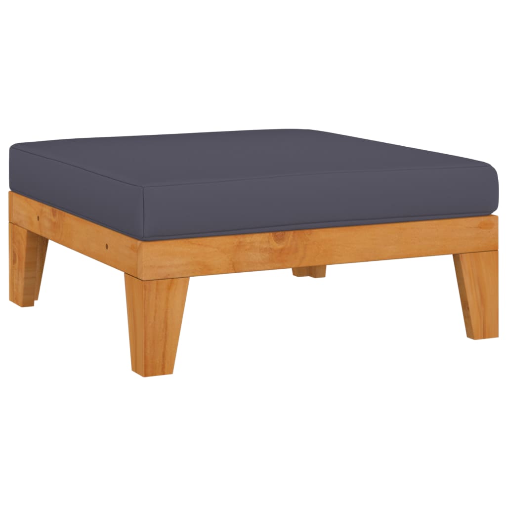 NNEVL Sectional Footrest with Dark Grey Cushion Solid Acacia Wood