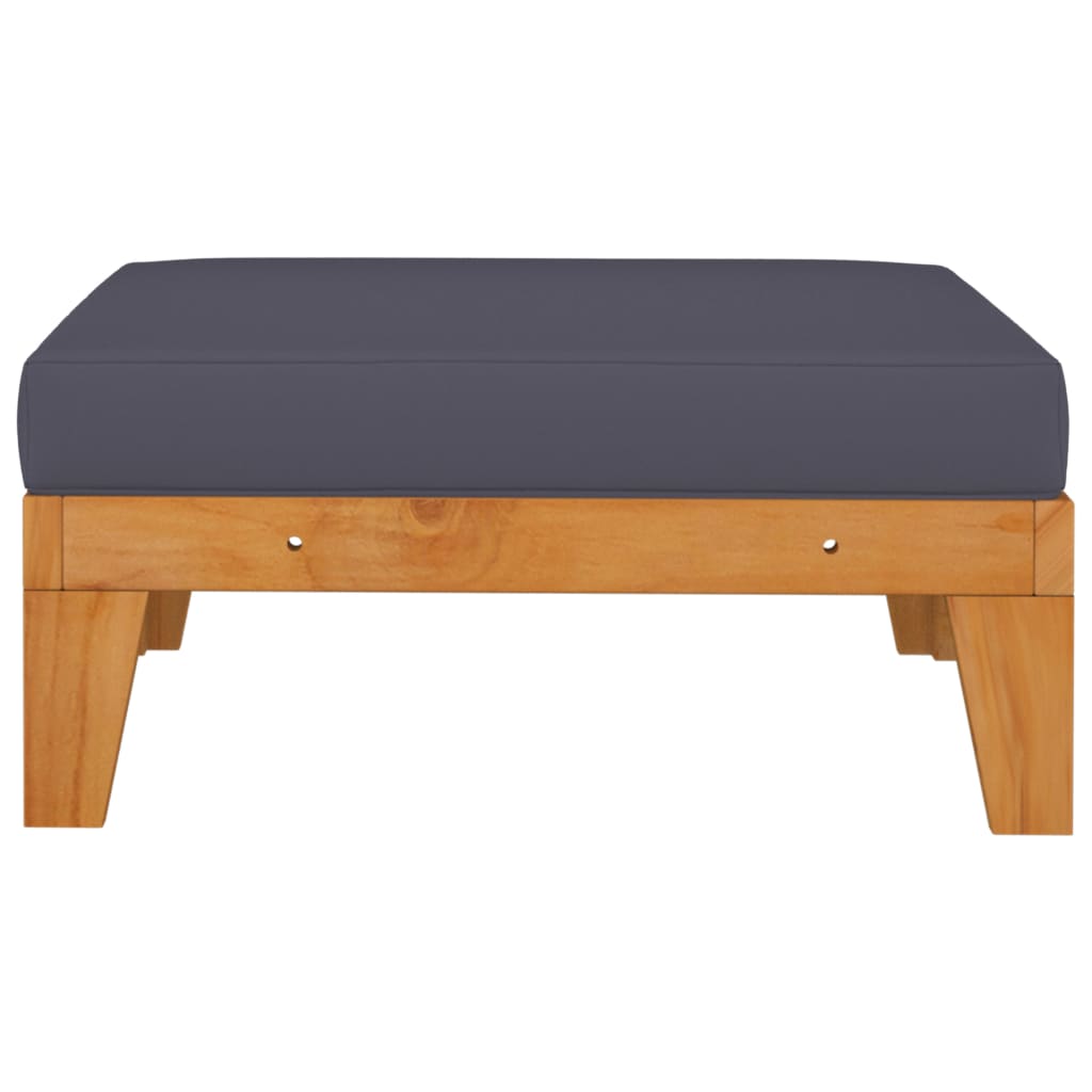 NNEVL Sectional Footrest with Dark Grey Cushion Solid Acacia Wood