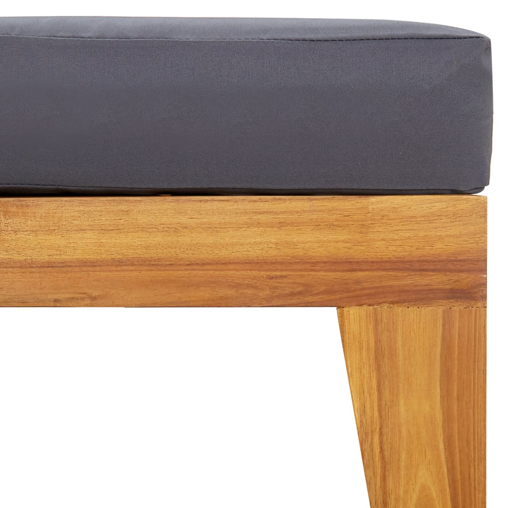 NNEVL Sectional Footrest with Dark Grey Cushion Solid Acacia Wood