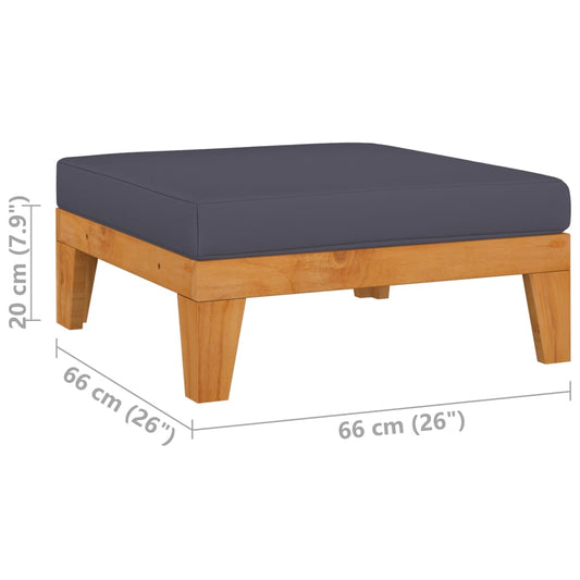 NNEVL Sectional Footrest with Dark Grey Cushion Solid Acacia Wood