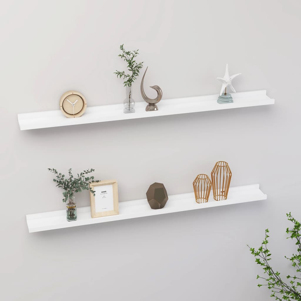 NNEVL Wall Shelves 2 pcs White 100x9x3 cm