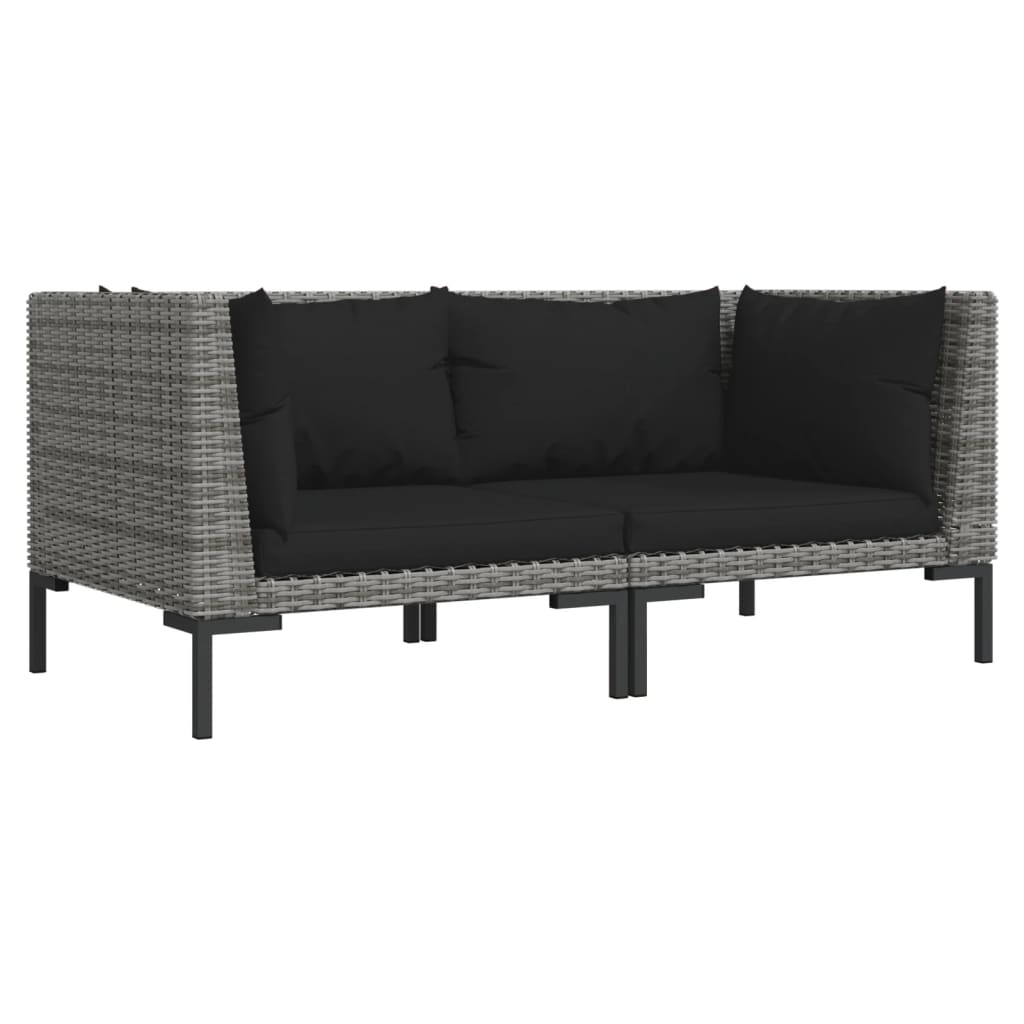 NNEVL Garden Sofas 2pcs with Cushions Half Round Poly Rattan
