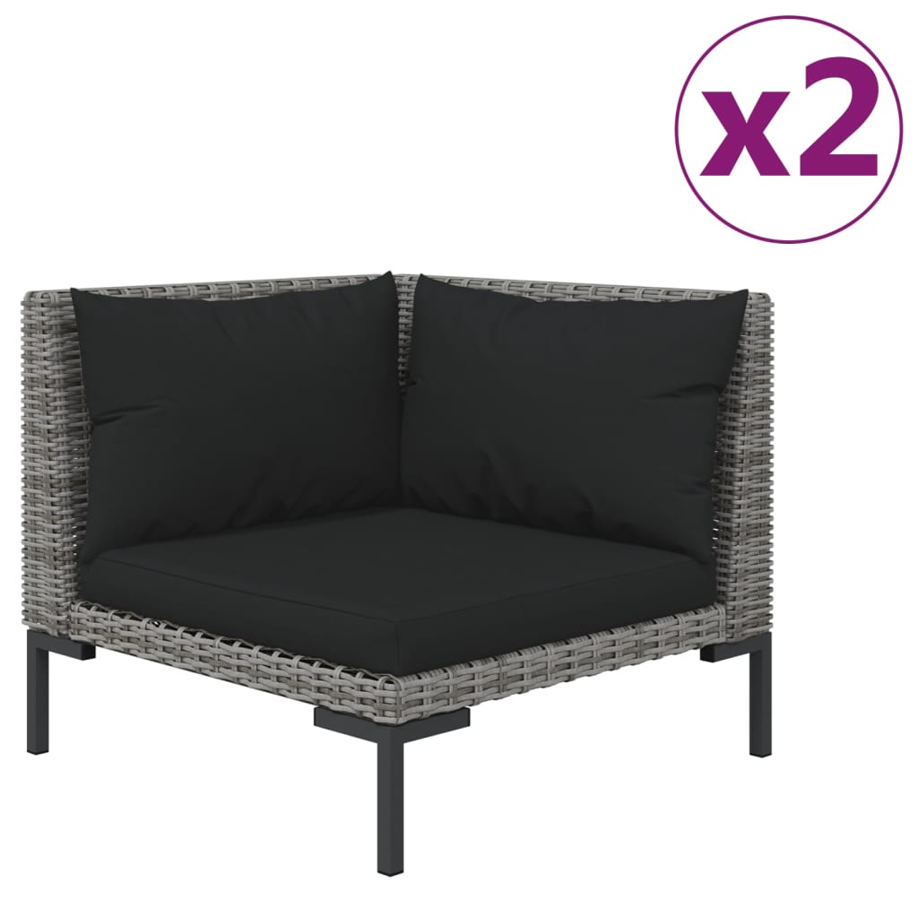 NNEVL Garden Sofas 2pcs with Cushions Half Round Poly Rattan