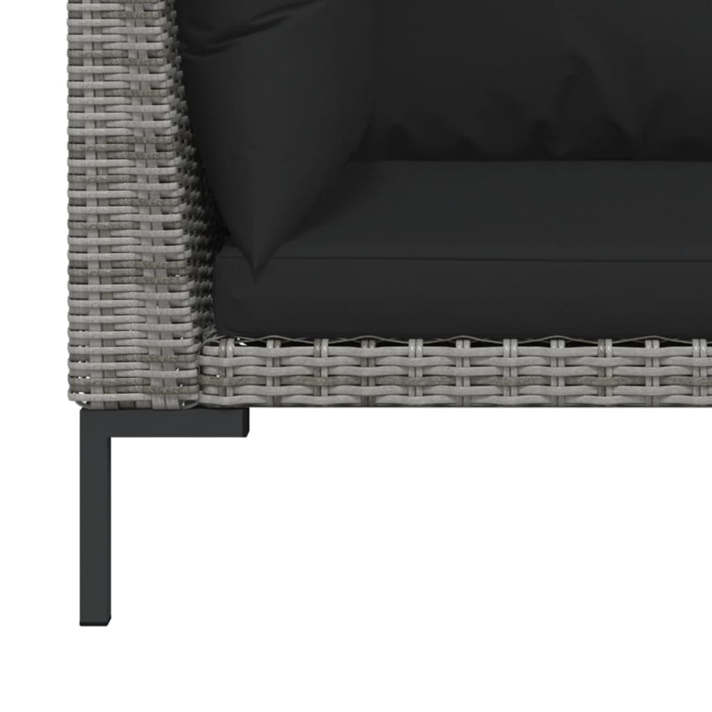 NNEVL Garden Sofas 2pcs with Cushions Half Round Poly Rattan