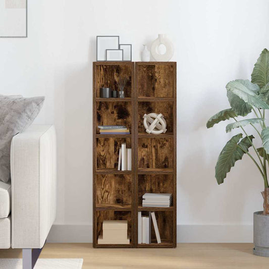 NNEVL CD Cabinets 2 pcs Smoked Oak 21x16x93.5 cm Engineered Wood
