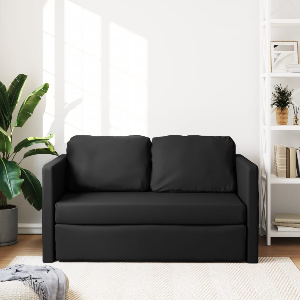 NNEVL Floor Sofa Bed 2-in-1 Black 112x174x55 cm Faux Leather