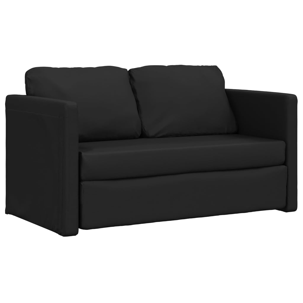 NNEVL Floor Sofa Bed 2-in-1 Black 112x174x55 cm Faux Leather