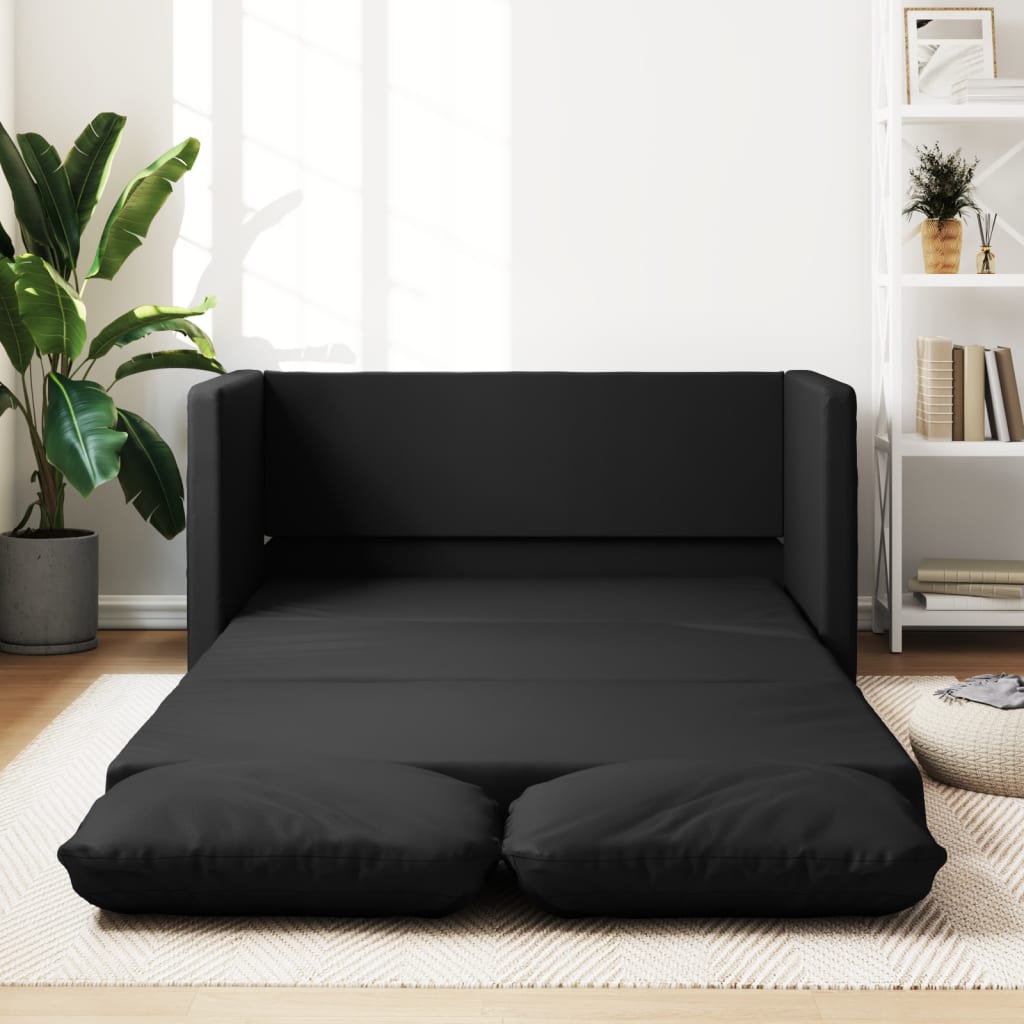 NNEVL Floor Sofa Bed 2-in-1 Black 112x174x55 cm Faux Leather