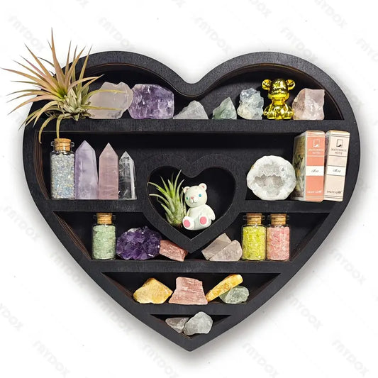 Two hearts intertwine in this beautifully crafted crystal wood shelf-0