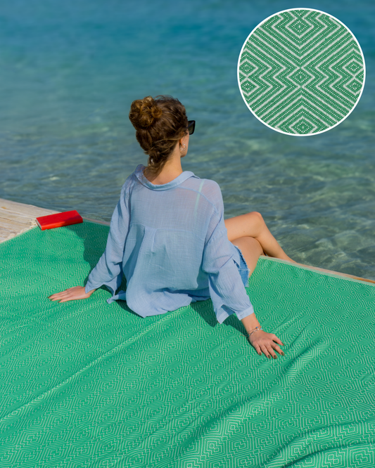 ATOM Cotton Plaid, XXL Beach Towel - Green-0