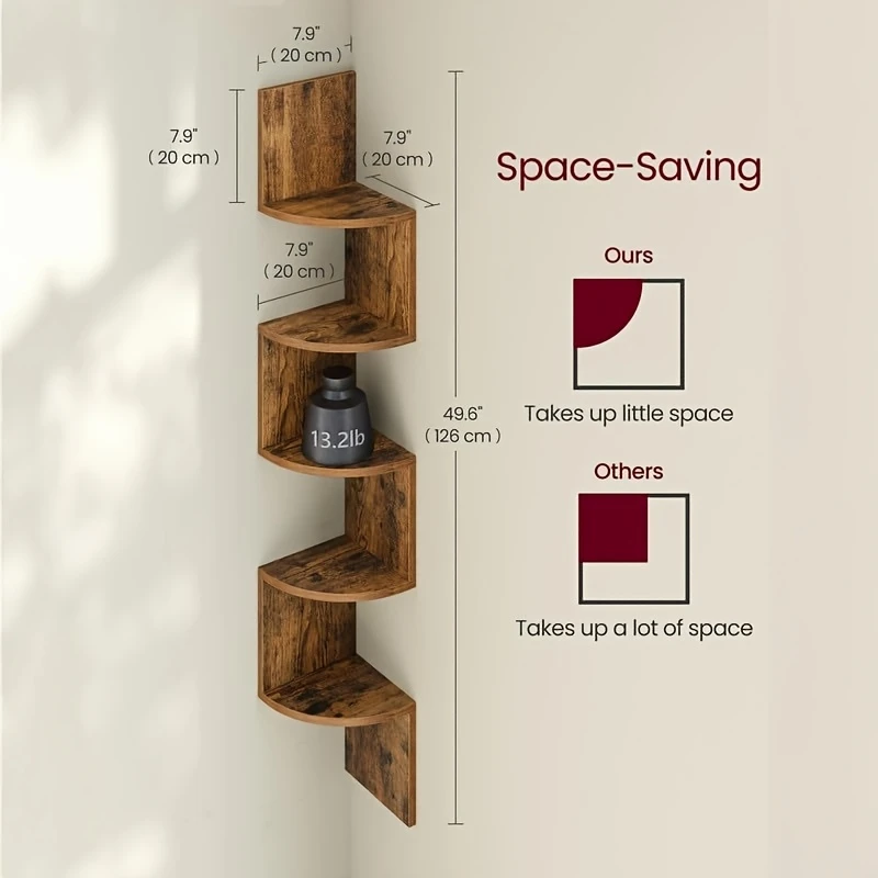 NNETM Floating Corner Wall Shelves (5-Tier)